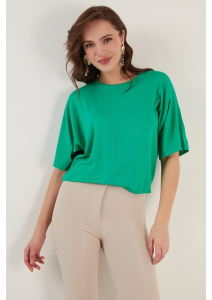 Bisiklet Yaka Oversize Bluz Bayan Bluz 5864528