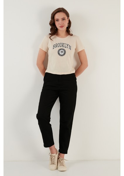 Brooklyn Baskılı Bisiklet Yaka Dar Kesim T Shirt Bayan T Shirt 5864581 fırsatları