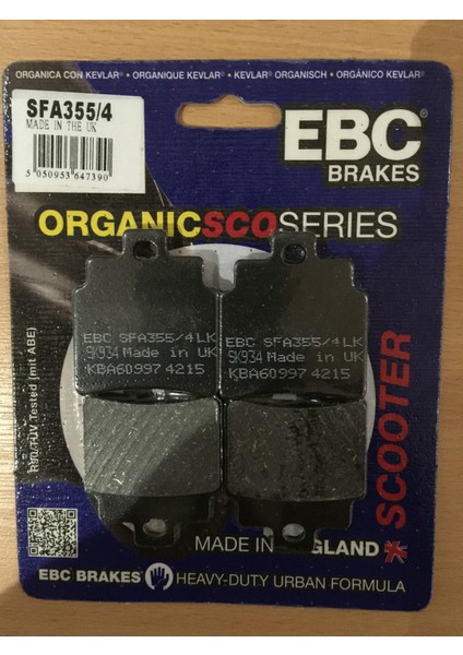 Sym Joymax 250 Ön Fren Balatası Ebc SFA355/4 Balata