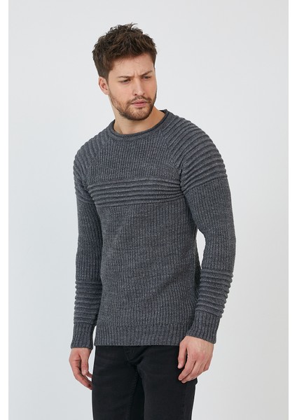 Antrasit Erkek Nevrüllü Bisiklet Yaka Triko KAZAK-TRZCM28888R50M modelleri