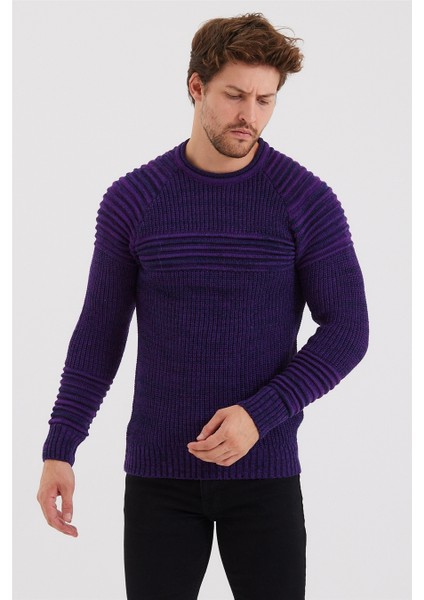 Erkek Mor Nevrüllü Triko KAZAK-TRZCM28888R301S modelleri