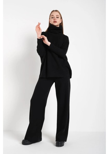 Kadın Selanik Kumaş Boğaz Detaylı Oversize Takım modelleri