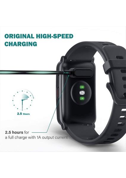 Huawei Watch Fit ile Uyumlu Akıllı Saat Için Manyetik USB Şarj Kablosu Siyah