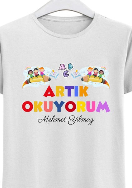 Artık Okuyorum Tişörtü, Isim Yazdırılan Okumayı Öğrendim Tişörtü, Kişiye Özel Ilkokul Öğrencileri Için Artık Okuyorum Tişörtü