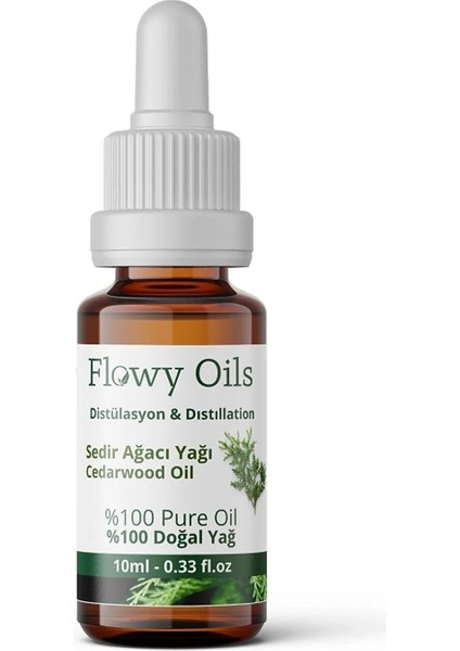 Flowy Oils Sedir Ağacı Yağı %100 Doğal Bitkisel Uçucu Yağ Cedarwood Oil 10ML