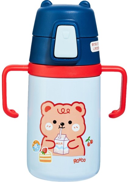 Çocuk Boyun Askılı 400 ml Pipetli Paslanmaz Çelik Termos 2 Renk
