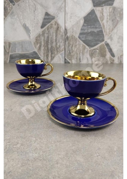 Kosova Porselen 2 Kişilik Yaldızlı Kahve Fincan Takımı Lacivert - Ist-63 indirimleri