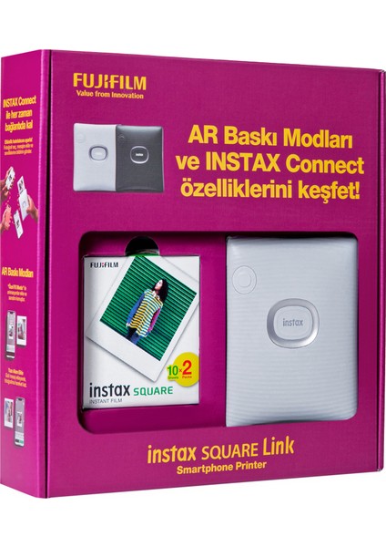 Instax Square Link Beyaz Akıllı Telefon Yazıcısı Bundle Box