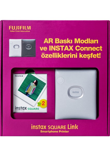 Instax Square Link Beyaz Akıllı Telefon Yazıcısı Bundle Box