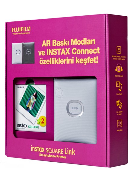 Instax Square Link Beyaz Akıllı Telefon Yazıcısı Bundle Box