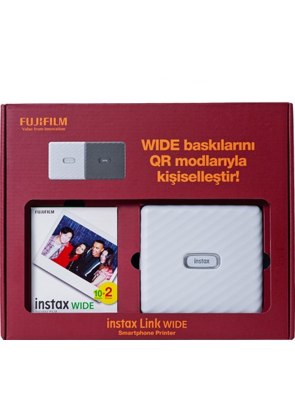 Instax Link Wide Beyaz Akıllı Telefon Yazıcısı Bundle Box