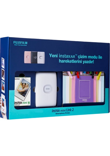 Instax Mini Link 2 Beyaz Akıllı Telefon Yazıcısı Bundle Box