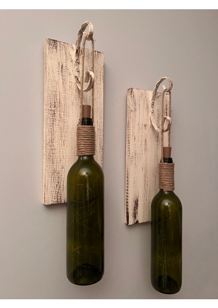 LED Işıklı Siyah Renkli Buzlu Eskitme Cam Salon Bar Bahçe Dekoru Şarap Şişesi Duvar Aplik 2'li Set indirimleri