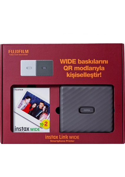 Instax Link Wide Gri Akıllı Telefon Yazıcısı Bundle Box