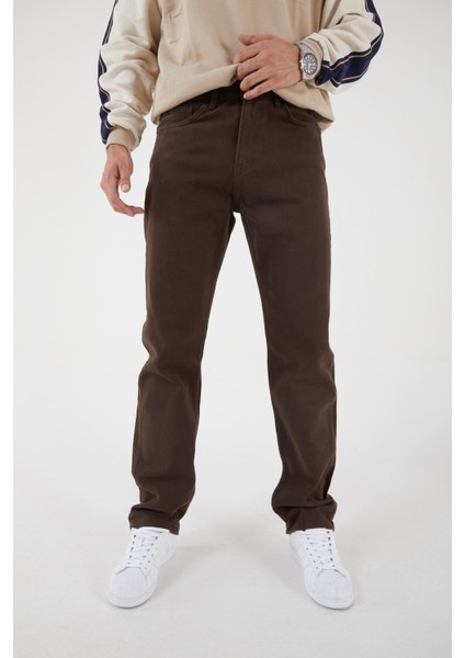 Likrasız Bol Paça Kahverengi Baggy Pantolon