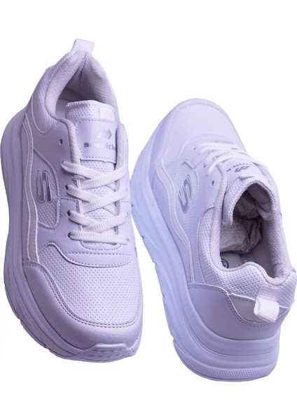 8888 Full Ortopedik Siyah Beyaz Yüksek Taban Kadın Spor Ayakkabı Suya Dayanıklı modelleri