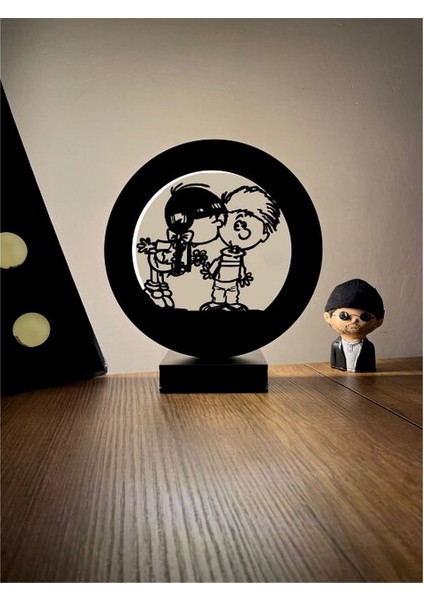 Cedric ve Chen Silüeti LED Masa Lambası Ahşap
