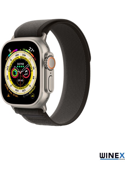 42-44MM Yeni Nesil Apple Uyumlu Akıllı Saat Kordonu Hasır Kancalı Siyah fiyatları