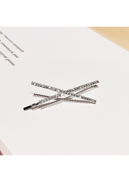 10 Adet x Şekilli Çapraz Rhinestone Tam Elmas Saç Klipsi (Yurt Dışından)