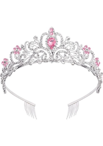 Doğum Günü Headdress Prom Taç, Beyaz+Pembe (Yurt Dışından)