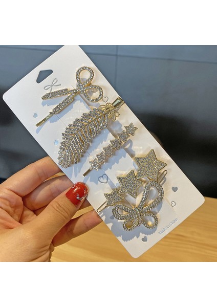 5 Set Mod C Pearl Rhinestone Saç Klip Seti (Yurt Dışından)