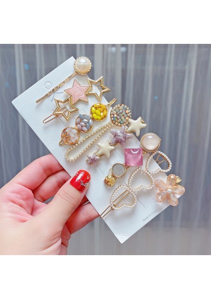 8 Set Pembe Kiraz İnci Rhinestone Saç Klipsi Seti (Yurt Dışından)