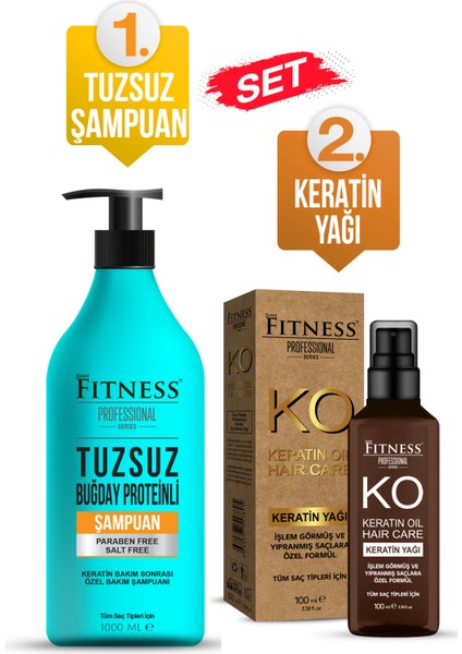 Keratin Bakım Sonrası Tuzsuz Bakım Şampuanı 1000 ml + Keratin Bakım Yağı 100 ml