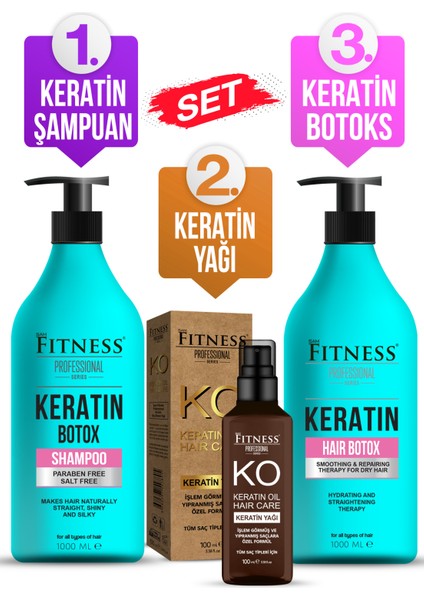 Kuru Saçlara Özel Onarıcı Botox Set 1000 ml + Keratin Bakım Yağı 100 ml