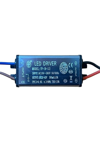 LED Driver 9 Watt 23-43 Volt 300 Ma Wallwasher Için Metal Bolled