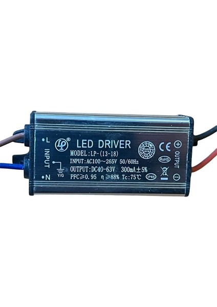 LED Driver 18 Watt 40-63 Volt 300 Ma Wallwasher Için Metal Bolled