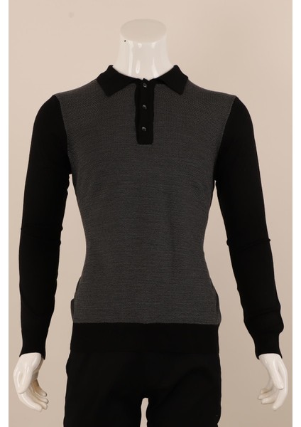 Slim Fit Yünlü Düğmeli Yaka Spor Triko