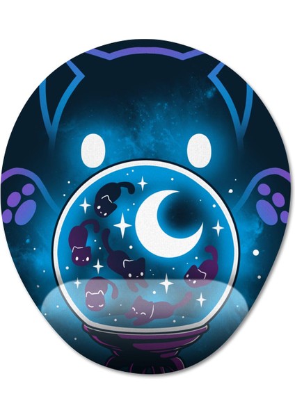 Kozmik Kedi Tarot Fal Bilek Destekli Mousepad Model - 1 Oval