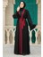- Kemerli Bordo Tesettür Abaya 55440BR 1