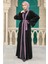 - Kemerli Koyu Gül Kurusu Tesettür Abaya 55440KGK 2