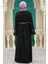 - Kemerli Koyu Gül Kurusu Tesettür Abaya 55440KGK 3