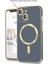 Apple iPhone 14 Plus Kılıf Magsafe Golden Silikon Kılıf (Kablosuz Şarj Destekli) Eflatun 1