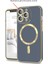 Apple iPhone 13 Pro Kılıf Magsafe Golden Silikon Kılıf (Kablosuz Şarj Destekli) Eflatun 1