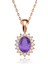 Oval Ametist Taşlı Anturaj Rose Gümüş Kolye 1