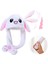 Işıklı Oynar Kulaklı Peluş Kawaii Figürlü Şapka Beyaz 2
