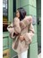 Kadın Hakiki Oversize Ceket- Kapüşonlu Yaka-Kemerli Oversize Ceket 2