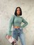 Kadın Mint Yeşili Fitilli Crop Model Kazak 1