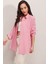 3900 Oversize Kareli Gömlek - Y.pembe 1