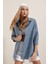 3900 Oversize Uzun Basic Gömlek - Indigo 2