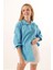 3900 Oversize Uzun Basic Gömlek - Koyu Mavi 5