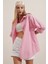 3900 Oversize Uzun Basic Gömlek - Pembe 3