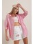 3900 Oversize Uzun Basic Gömlek - Pembe 5