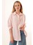 3900 Oversize Uzun Basic Gömlek - Pudra 2