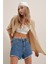 3900 Oversize Uzun Basic Gömlek - Bej 5