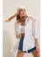 3900 Oversize Uzun Basic Gömlek - Beyaz 4