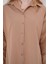 3900 Oversize Uzun Basic Gömlek - Camel 4